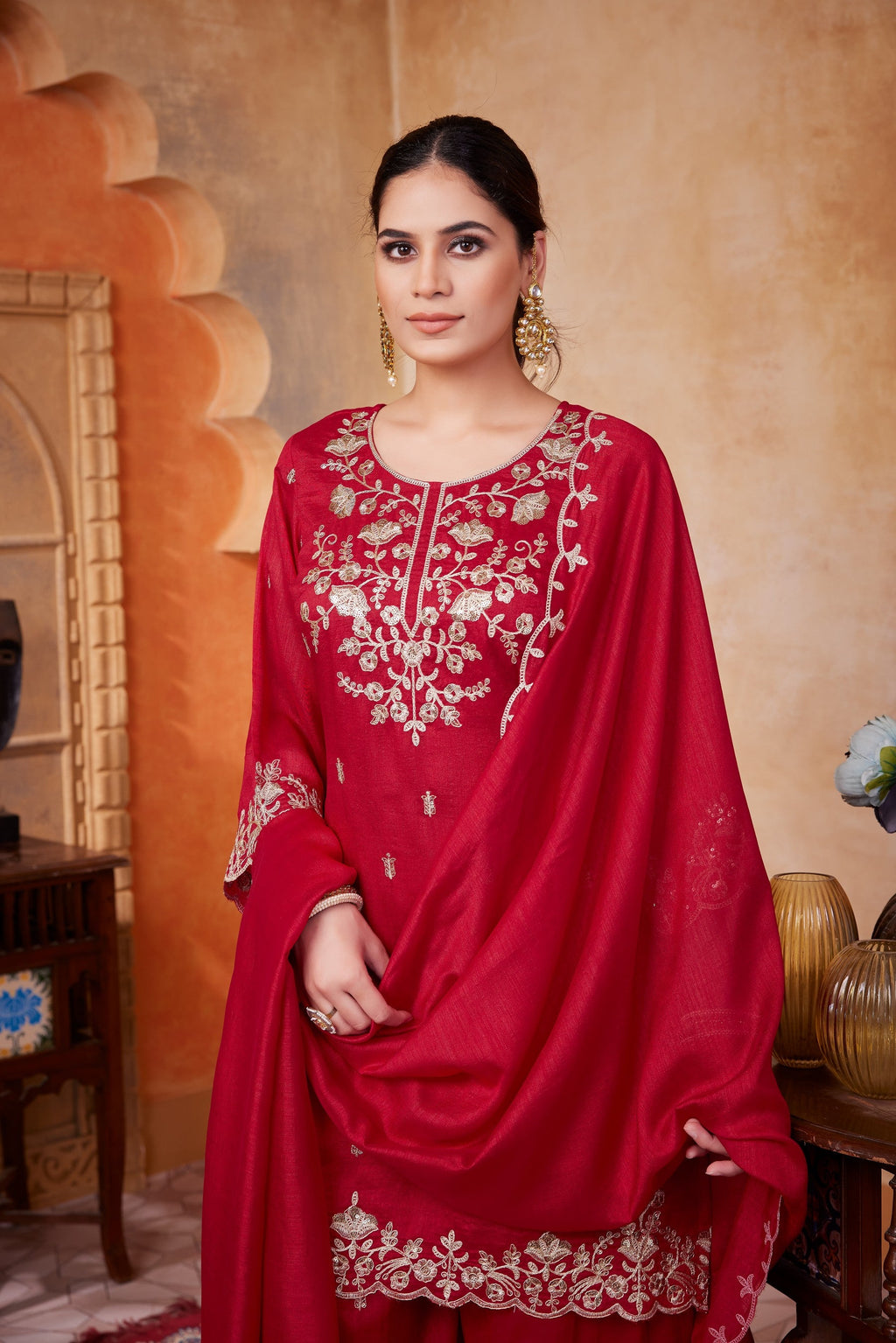 Anaita Pink Readymade Suit with Embroidery Work | Grocsy