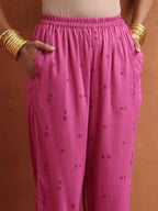 trueBrowns Pink Print Kaftan Kurta Co-ord Set | Grocsy