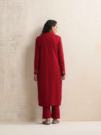 trueBrowns Maroon Kashmiri Woollen Jacket 3pc Set | Grocsy
