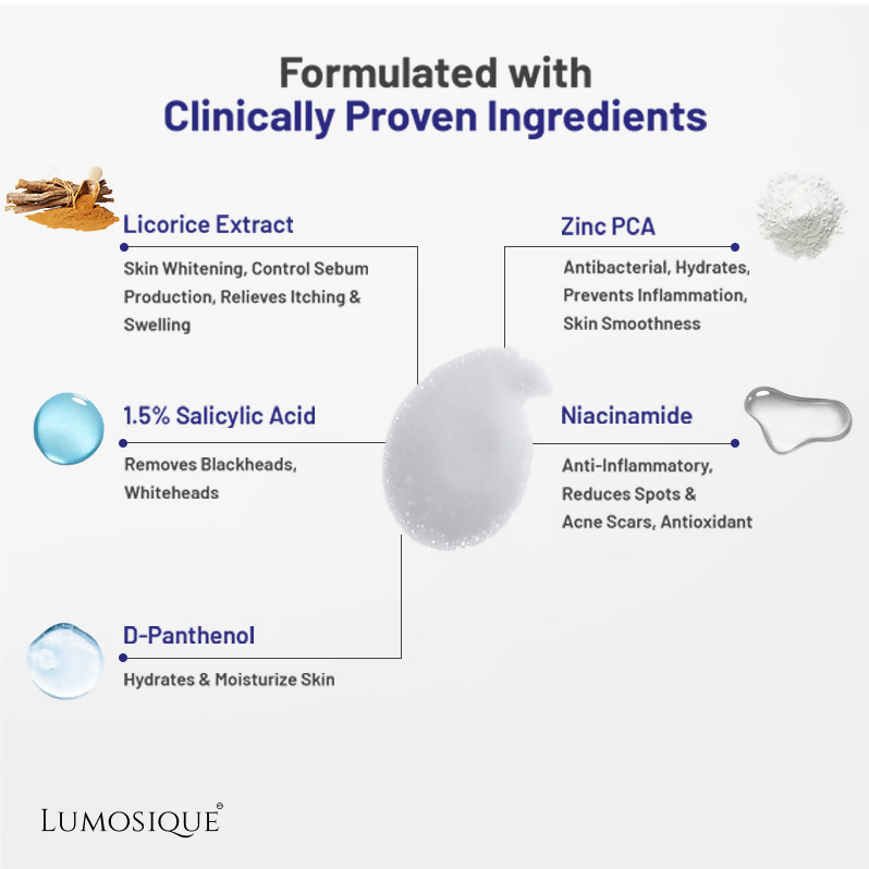 Lumosique Anti Acne Foam Face Cleanser | Grocsy