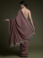 Sangria Ethnic Motifs Printed Embellished Saree | Grocsy