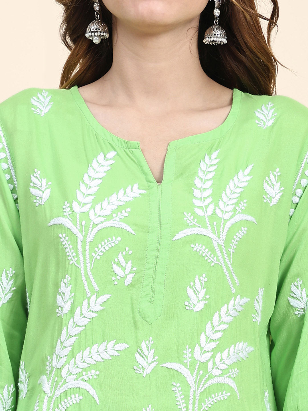 HOUSE OF KARI Floral Embroidered Chikankari Pure Cotton Kurta with Trousers | Grocsy