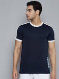 Alcis Men Navy Blue Solid Slim Fit T-shirt | Grocsy