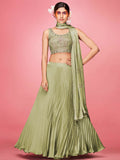 Myra Olive Art Silk Embroidered Designer | Grocsy