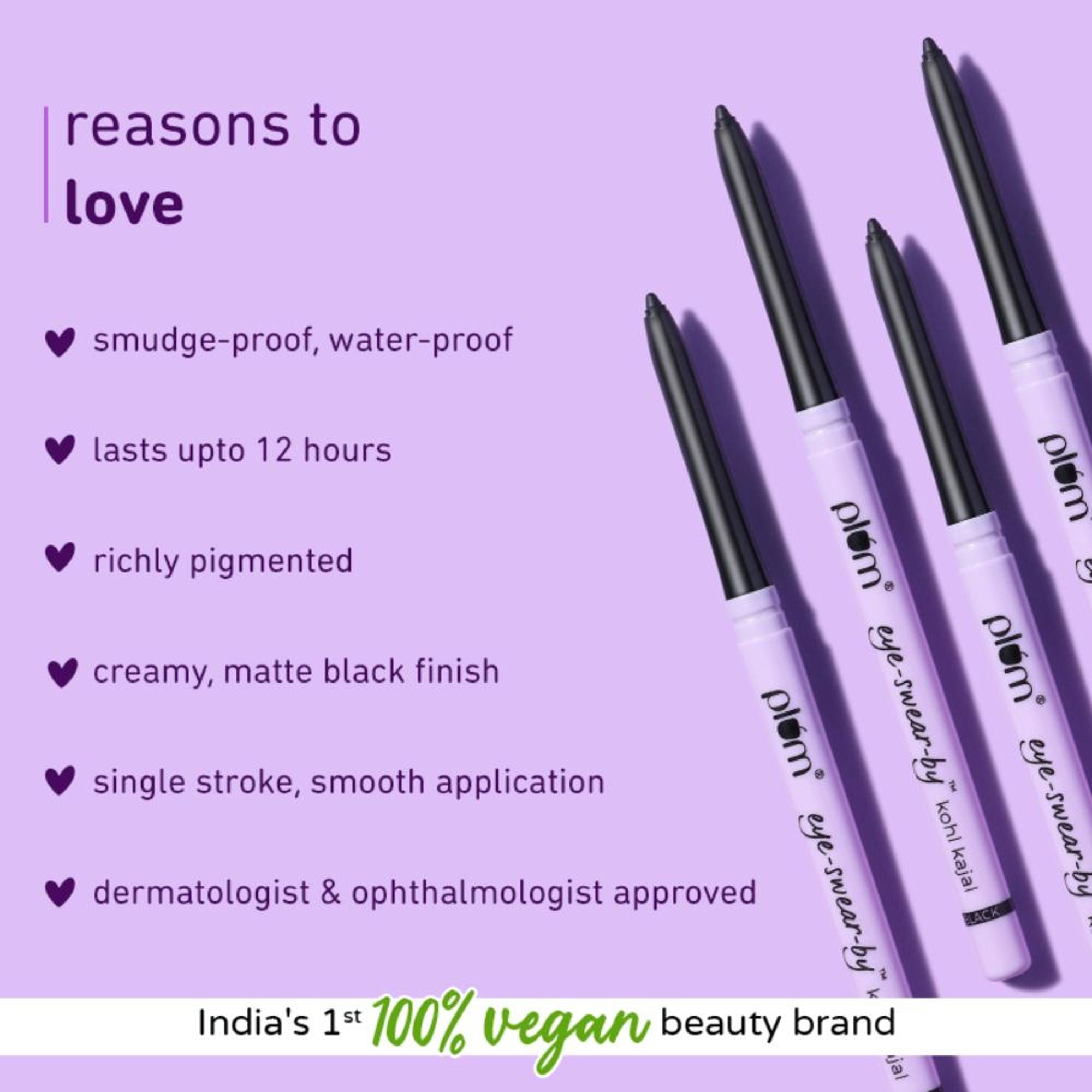 Plum Eye-Swear-By Kohl Kajal Combo - Deep Black | Grocsy