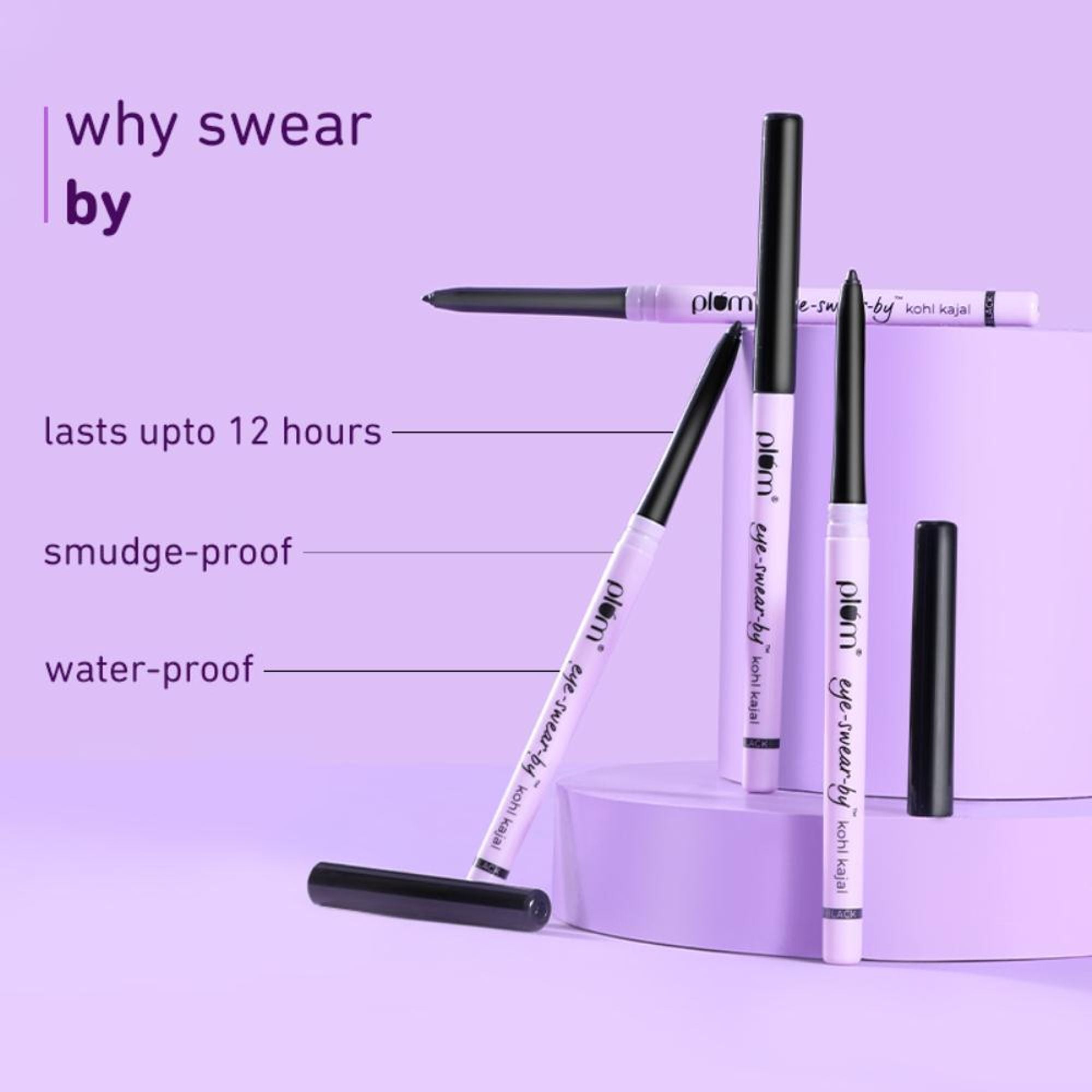 Plum Eye-Swear-By Kohl Kajal Combo - Deep Black | Grocsy