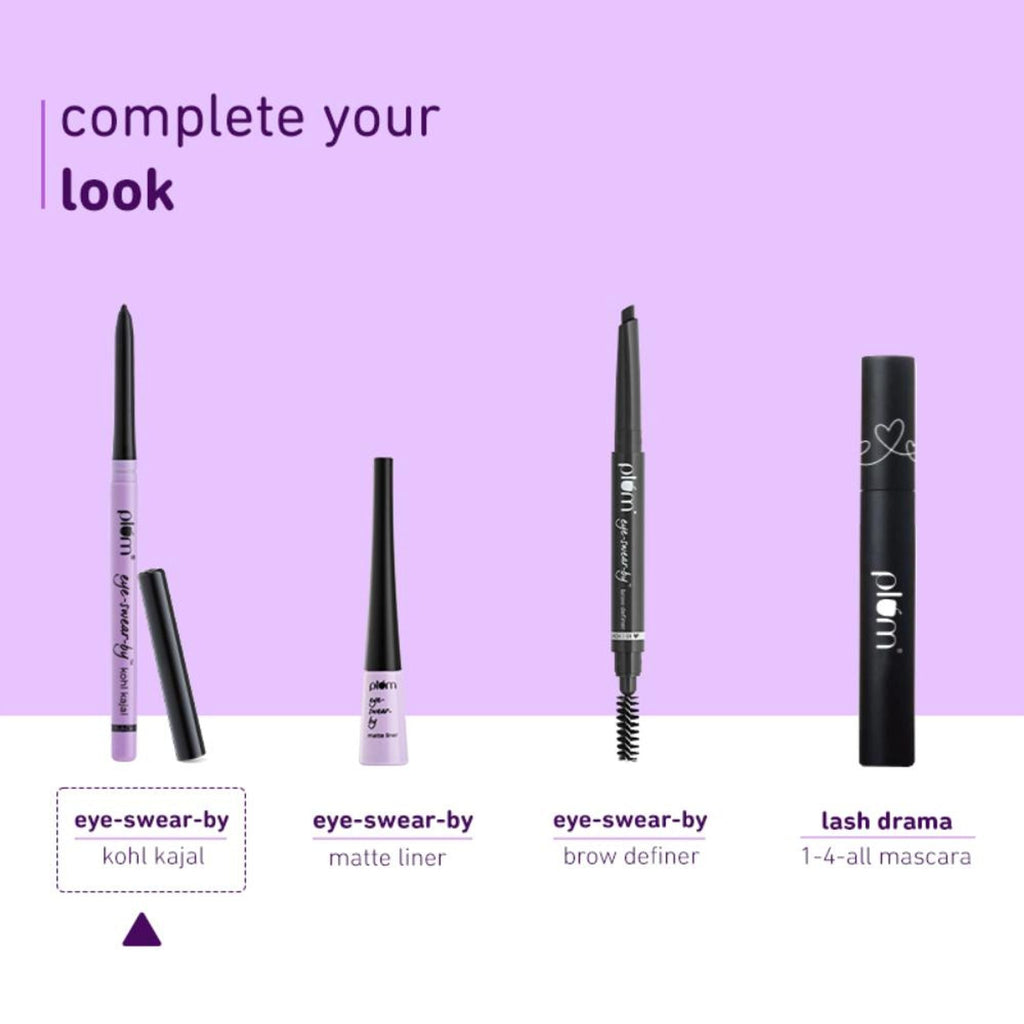 Plum Eye-Swear-By Kohl Kajal Combo - Deep Black | Grocsy