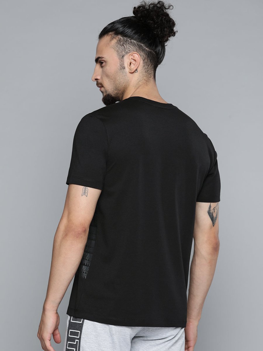 Alcis Men Black & White Typography Printed Slim Fit Training or Gym T-shirt | Grocsy