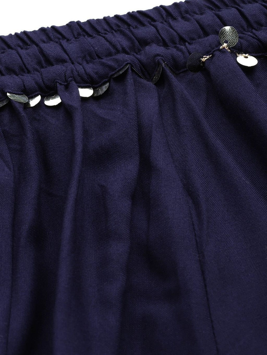 TAG 7 Women Navy Blue Solid Flared Palazzos | Grocsy