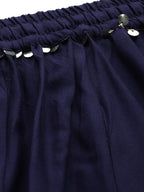 TAG 7 Women Navy Blue Solid Flared Palazzos | Grocsy