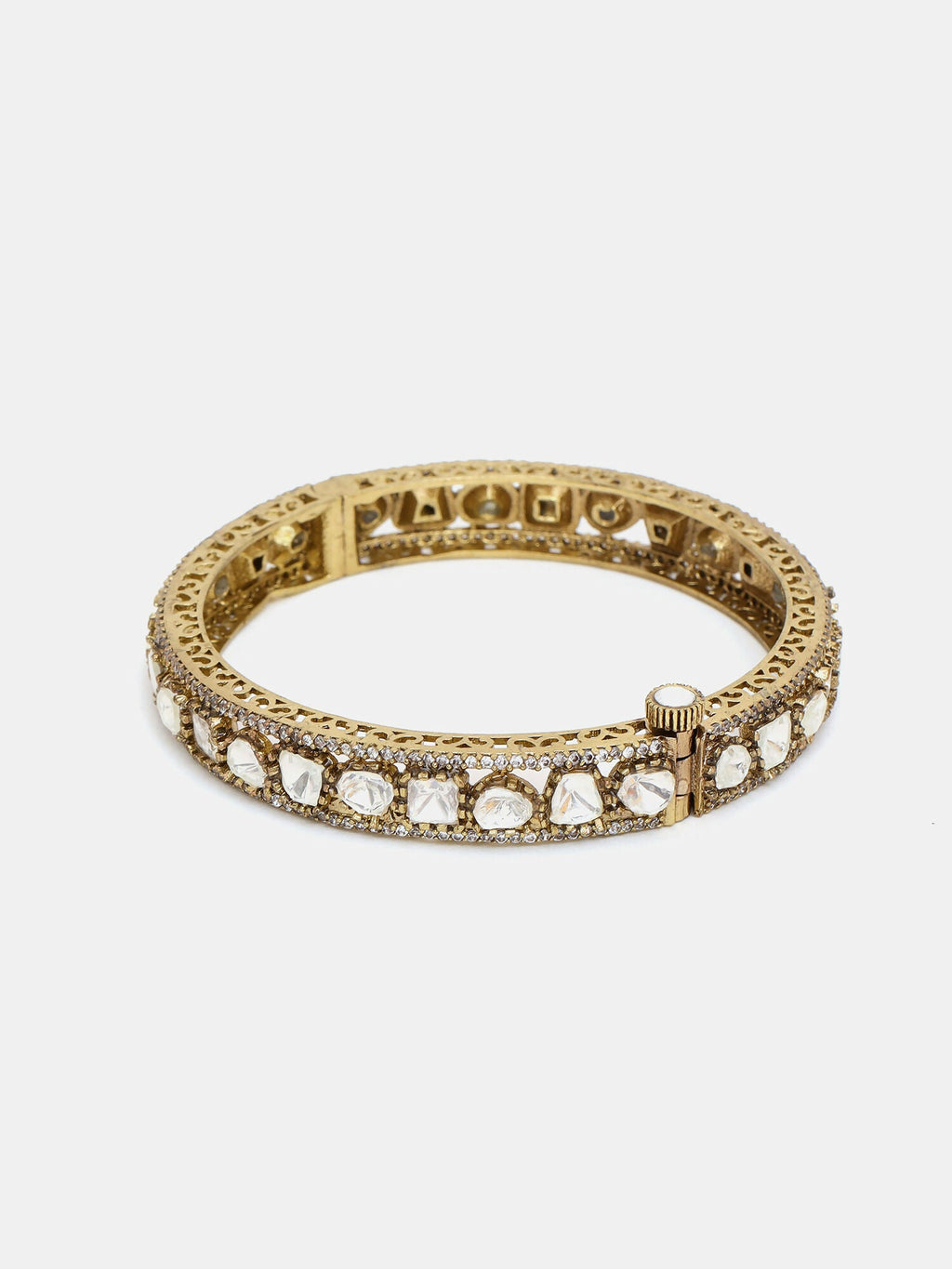 Ruby Raang 22k Gold Polished Kundan Bracelet | Grocsy