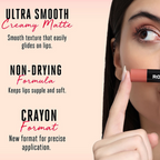 Ronzille Long Stay Matte Lip Crayon - Soft Peach | Grocsy