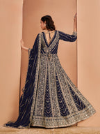 Anaita Navy Blue Georgette Embroidered Salwar Suit | Grocsy