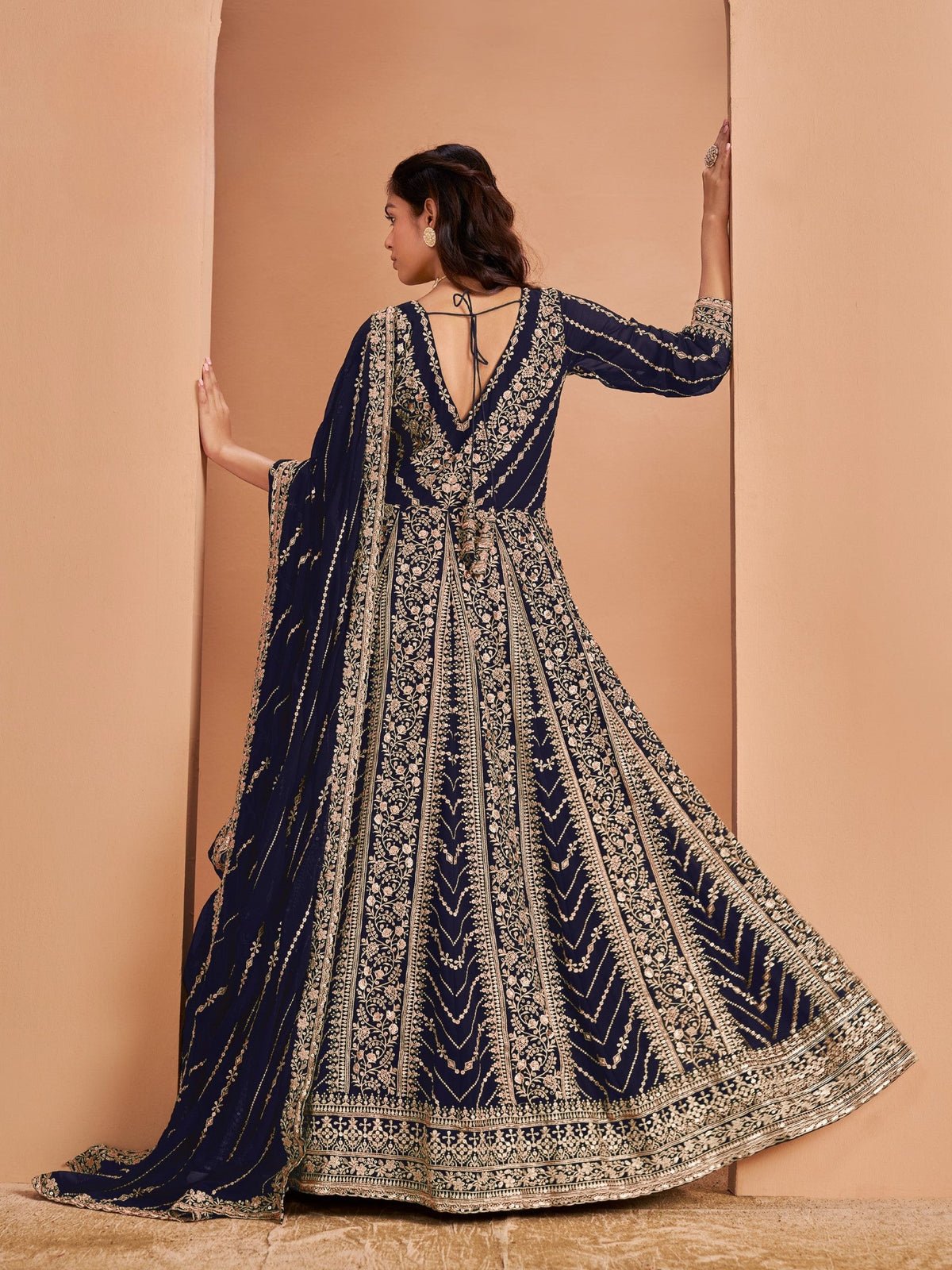 Anaita Navy Blue Georgette Embroidered Salwar Suit | Grocsy