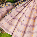 Exclusive Collection 100% Pure Cotton Cream Tant Saree With Hand Weaving Work | Grocsy