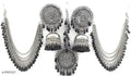 Tehzeeb Creations Women's Silver And Black Colour Oxidised Earrings With Tikka | Grocsy