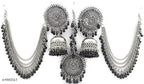 Tehzeeb Creations Women's Silver And Black Colour Oxidised Earrings With Tikka | Grocsy