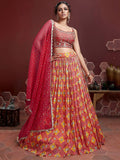 Tulsi Art Glamorous Red Chinon Digital Print Designer Wear Lehenga Choli | Grocsy