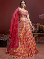 Tulsi Art Glamorous Red Chinon Digital Print Designer Wear Lehenga Choli | Grocsy
