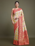 Monjolika Fashion Glamour And Tradition With This Zari Woven Red And Cream Banarasi Silk Saree | Grocsy