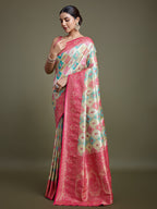 Monjolika Fashion Glamour And Tradition With This Zari Woven Pink And Cream Banarasi Silk Saree | Grocsy