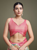 Monjolika Fashion Glamour And Tradition With This Zari Woven Pink And Cream Banarasi Silk Saree | Grocsy