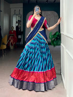 Lorenvalley Fashion Multicolor Tasar Silk Leheriya Print With Zari Weaving Work Lehenga Choli With Dupatta | Grocsy