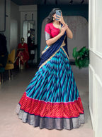 Lorenvalley Fashion Multicolor Tasar Silk Leheriya Print With Zari Weaving Work Lehenga Choli With Dupatta | Grocsy