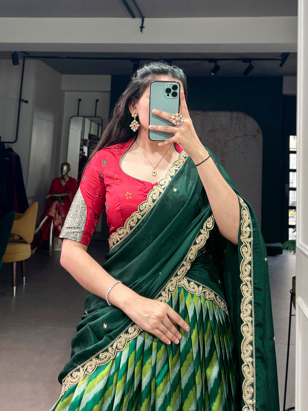 Lorenvalley Fashion Multicolor Tasar Silk Leheriya Print With Zari Weaving Work Lehenga Choli With Dupatta | Grocsy