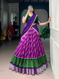 Lorenvalley Fashion Multicolor Tasar Silk Leheriya Print With Zari Weaving Work Lehenga Choli With Dupatta | Grocsy