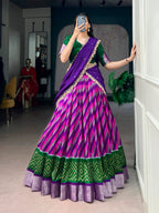 Lorenvalley Fashion Multicolor Tasar Silk Leheriya Print With Zari Weaving Work Lehenga Choli With Dupatta | Grocsy