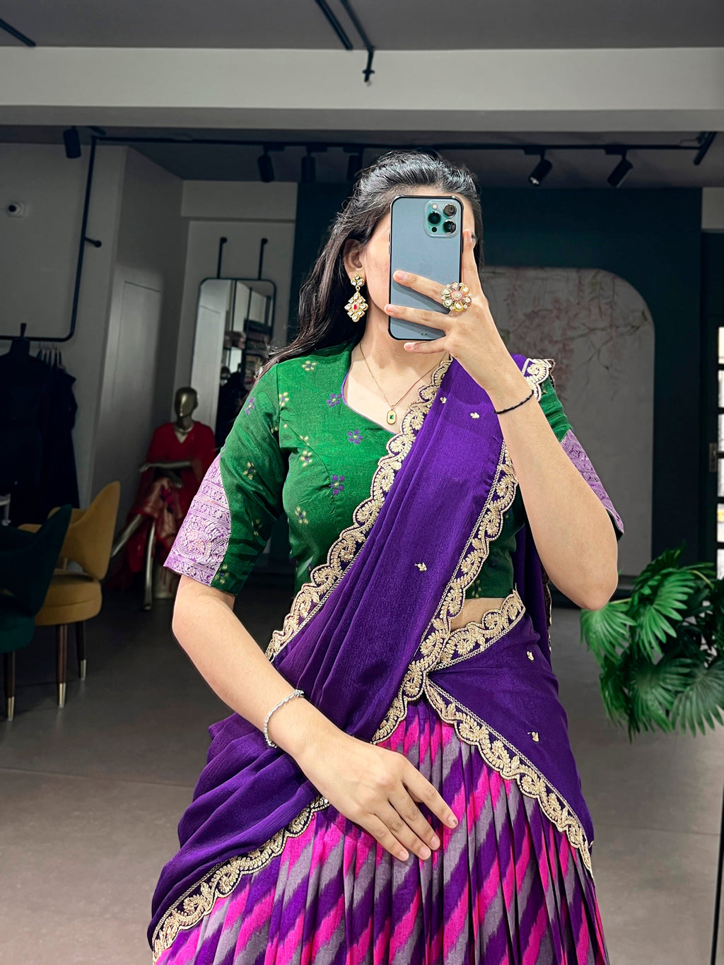 Lorenvalley Fashion Multicolor Tasar Silk Leheriya Print With Zari Weaving Work Lehenga Choli With Dupatta | Grocsy