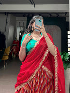 Lorenvalley Fashion Multicolor Tasar Silk Leheriya Print With Zari Weaving Work Lehenga Choli With Dupatta | Grocsy