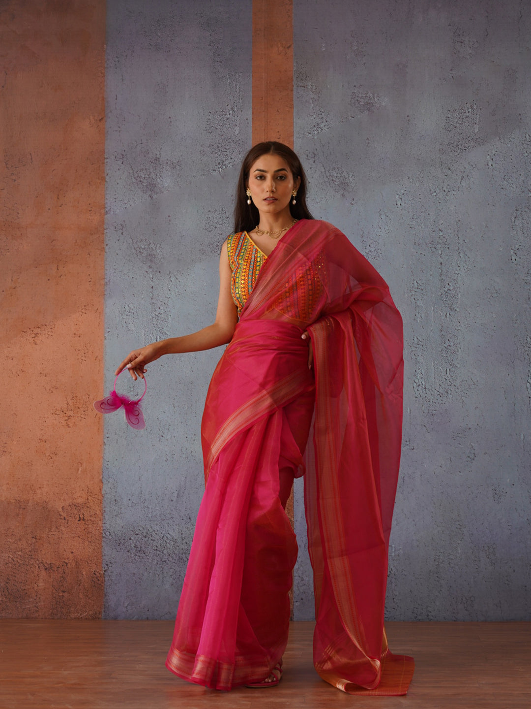 Tikhi Imli Zari Organza Heavy Work Saree | Grocsy
