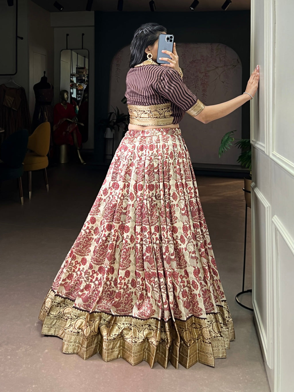 Lorenvalley Fashion Multicolor Tasar Silk Printed with Viscose Border Lehenga Choli | Grocsy