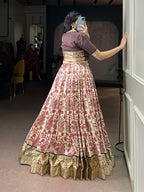 Lorenvalley Fashion Multicolor Tasar Silk Printed with Viscose Border Lehenga Choli | Grocsy