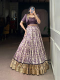 Lorenvalley Fashion Multicolor Tasar Silk Printed with Viscose Border Lehenga Choli | Grocsy