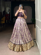 Lorenvalley Fashion Multicolor Tasar Silk Printed with Viscose Border Lehenga Choli | Grocsy