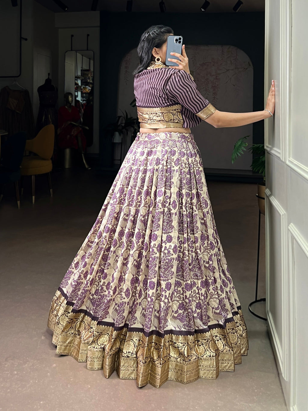 Lorenvalley Fashion Multicolor Tasar Silk Printed with Viscose Border Lehenga Choli | Grocsy