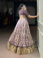 Lorenvalley Fashion Multicolor Tasar Silk Printed with Viscose Border Lehenga Choli | Grocsy