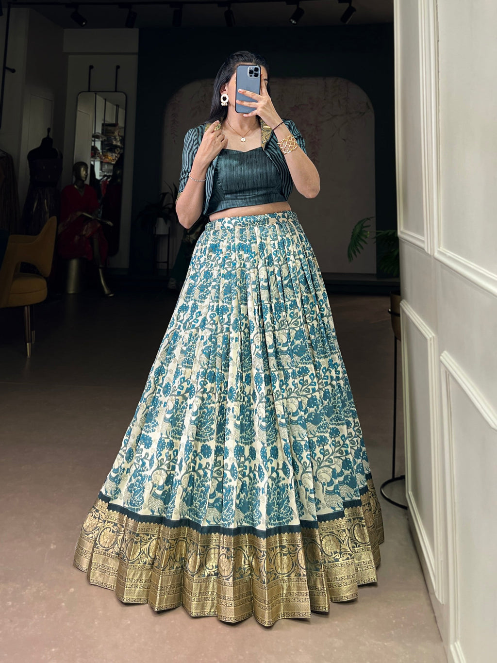Lorenvalley Fashion Multicolor Tasar Silk Printed with Viscose Border Lehenga Choli | Grocsy