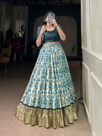 Lorenvalley Fashion Multicolor Tasar Silk Printed with Viscose Border Lehenga Choli | Grocsy