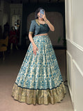 Lorenvalley Fashion Multicolor Tasar Silk Printed with Viscose Border Lehenga Choli | Grocsy
