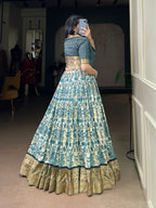 Lorenvalley Fashion Multicolor Tasar Silk Printed with Viscose Border Lehenga Choli | Grocsy