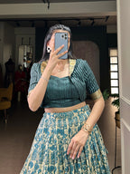 Lorenvalley Fashion Multicolor Tasar Silk Printed with Viscose Border Lehenga Choli | Grocsy
