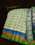 Half-White Colour With Wave Design Semi Chanderi Saree By Gayathri Reddy Designer Studio | Grocsy