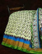 Half-White Colour With Wave Design Semi Chanderi Saree By Gayathri Reddy Designer Studio | Grocsy