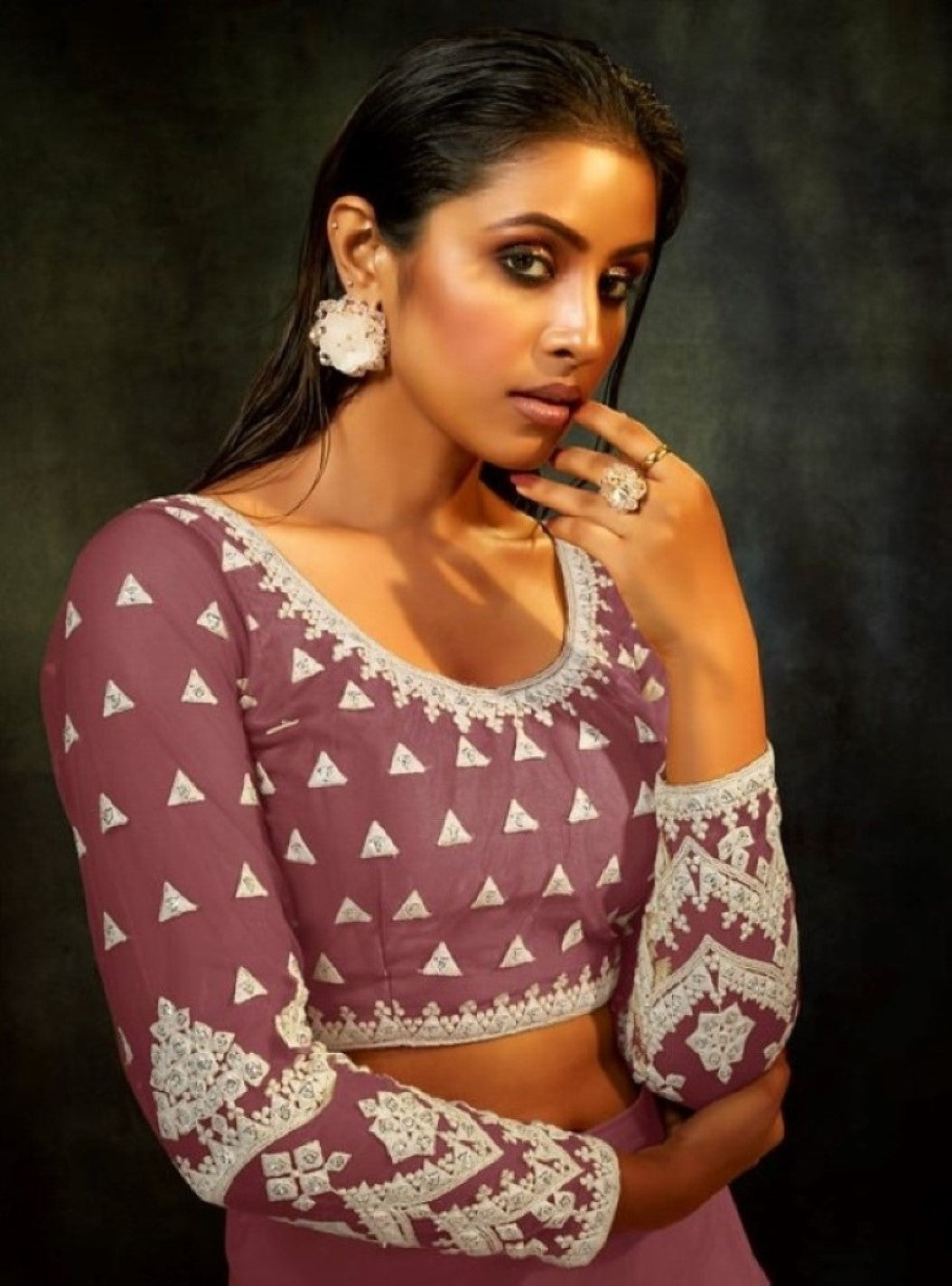 Anaita Purple Net Lehenga Choli With Sequence & Thread Work | Grocsy