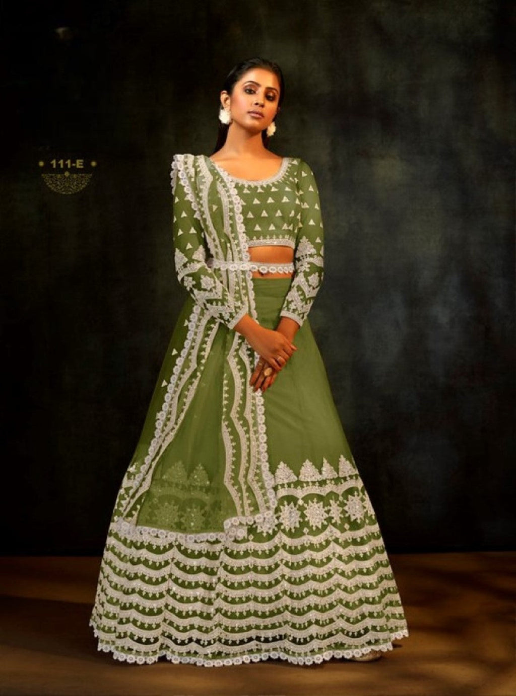 Anaita Green Net Lehenga Choli With Sequence & Thread Work | Grocsy