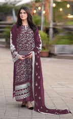Anaita Purple Embroidered Faux Georgette Salwar Suit | Grocsy